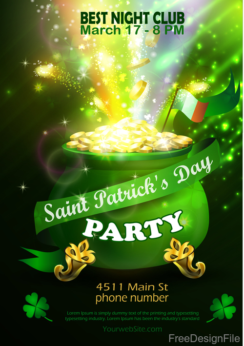 Saint patrick day party flyer with template vectors 09