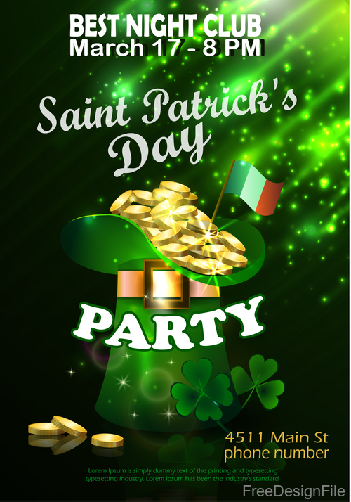 Saint patrick day party flyer with template vectors 10