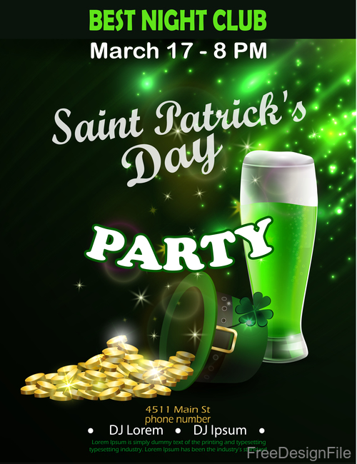 Saint patrick day party flyer with template vectors 11