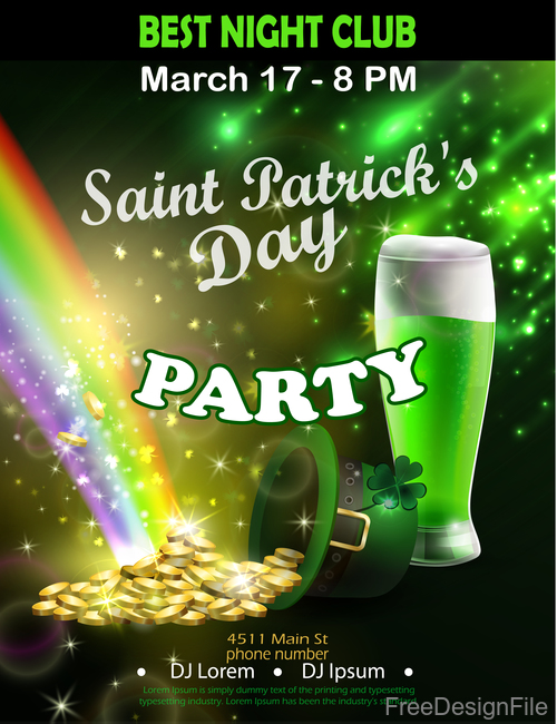Saint patrick day party flyer with template vectors 12
