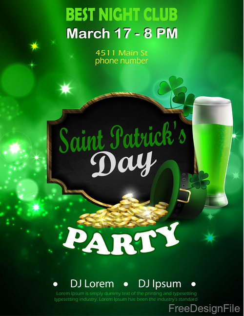 Saint patrick day party flyer with template vectors 13