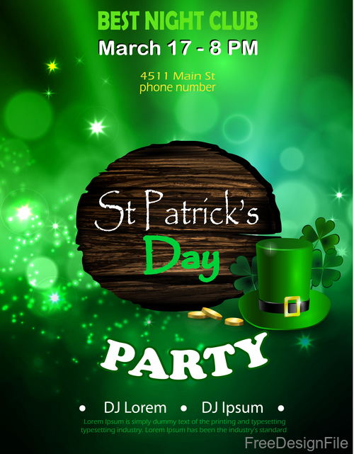 Saint patrick day party flyer with template vectors 14