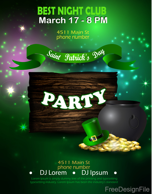 Saint patrick day party flyer with template vectors 15