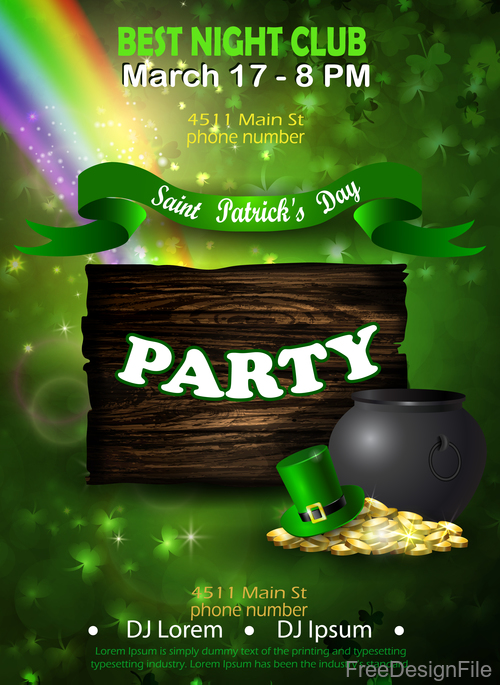 Saint patrick day party flyer with template vectors 16
