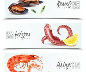 Seafood cocktail banners vector
