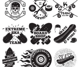 Skate shop logos vector set
