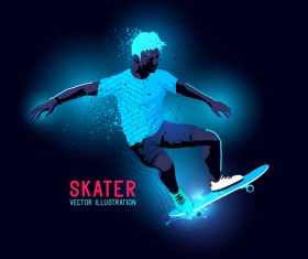 Skater neon glowing background vector