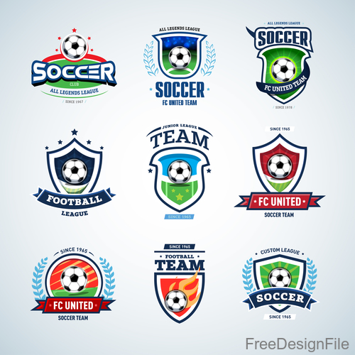 Soccer labels with logo design vector