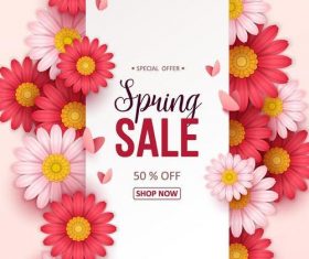 Special offer spring sale with flowers vector