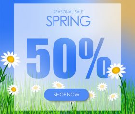 Spring 50 discount background vector