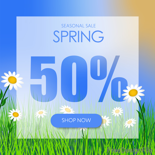 Spring 50 discount background vector