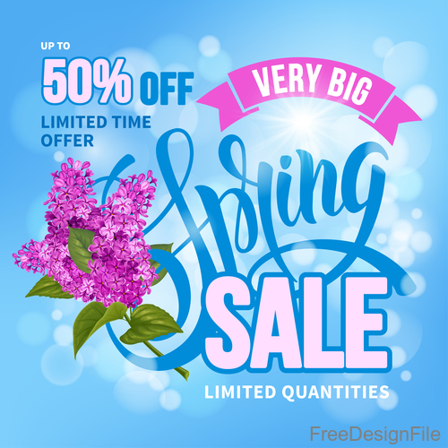 Spring Sale 50 off poster vector