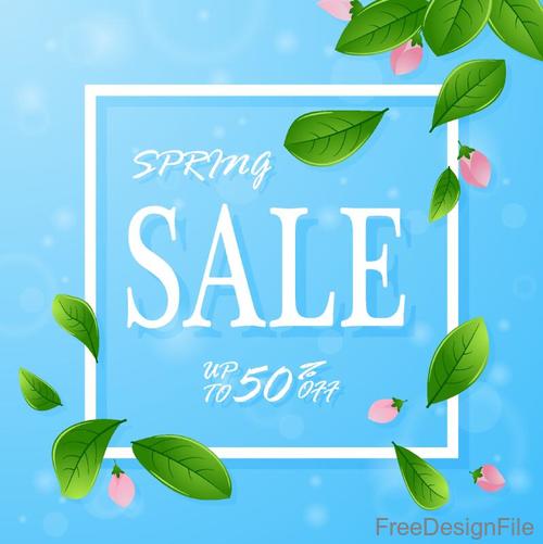 Spring discount with sale background vectors