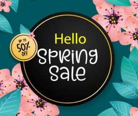 Spring sale background with flower frame vector