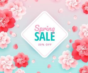 Spring sale card with beautiful flower vector