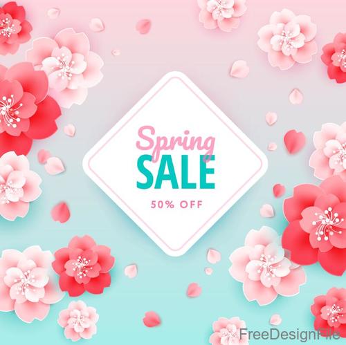 Spring sale card with beautiful flower vector