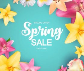 Spring sale design with flower background vector