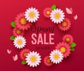 Spring sale design with flower frame vector