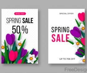 Spring sale discount brochure template vector