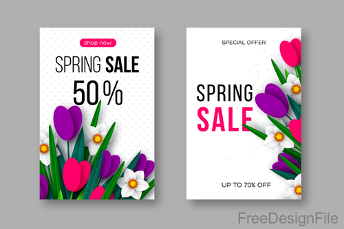 Spring sale discount brochure template vector