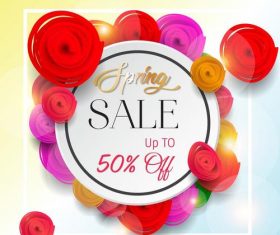 Spring sale discount card with flower vector