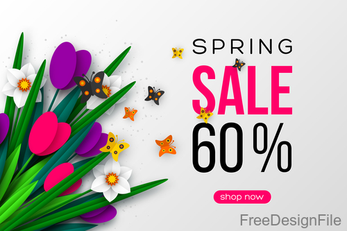 Spring sale discount vector background 02