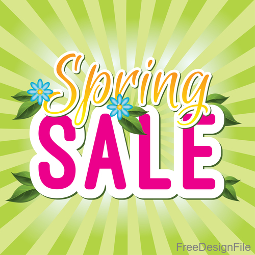 Spring sale sticker with abstract background vector