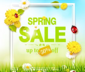 Spring square meadow sale background vector