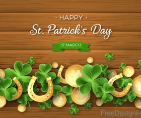 St patrick day design with wooden wall background vector 03