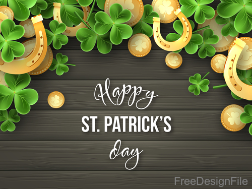 St patrick day design with wooden wall background vector 01