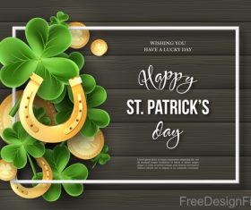 St patrick day design with wooden wall background vector 05