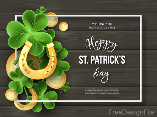 St patrick day design with wooden wall background vector 05