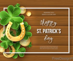 St patrick day design with wooden wall background vector 06