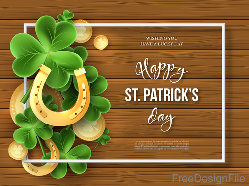 St patrick day design with wooden wall background vector 06