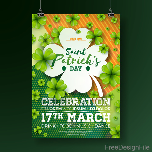 St patrick day festival flyer with poster template vectors 02