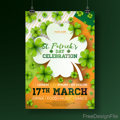 St patrick day festival flyer with poster template vectors 04