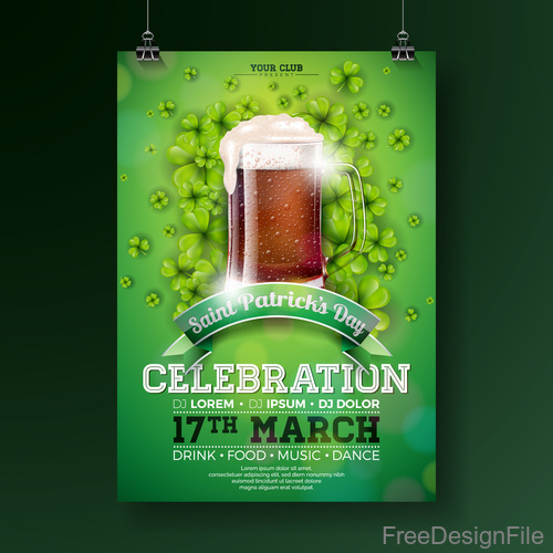 St patrick day festival flyer with poster template vectors 06