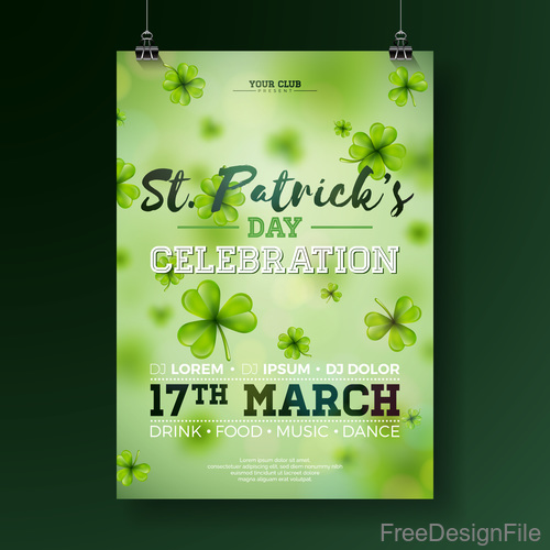 St patrick day festival flyer with poster template vectors 05