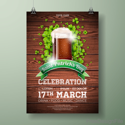St patrick day festival flyer with poster template vectors 07
