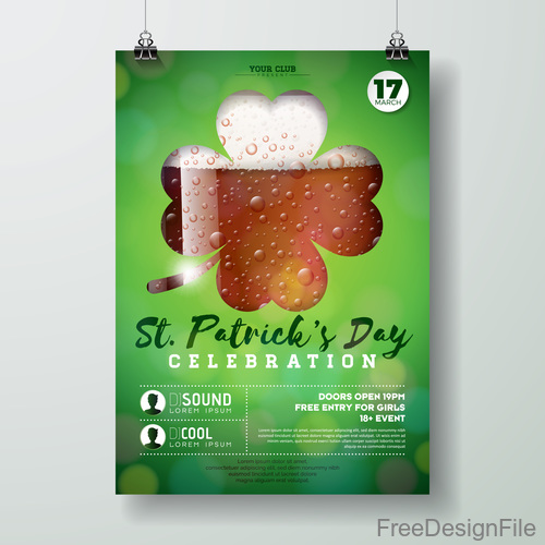 St patrick day festival flyer with poster template vectors 03