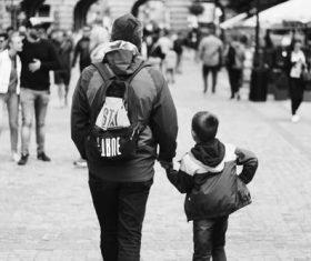 Stock Photo Father and son black and white photo 02