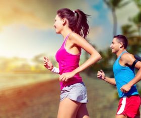 Stock Photo Woman and man jogging