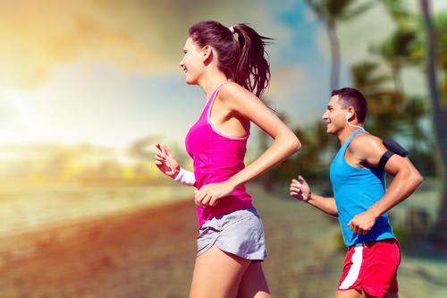 Stock Photo Woman and man jogging