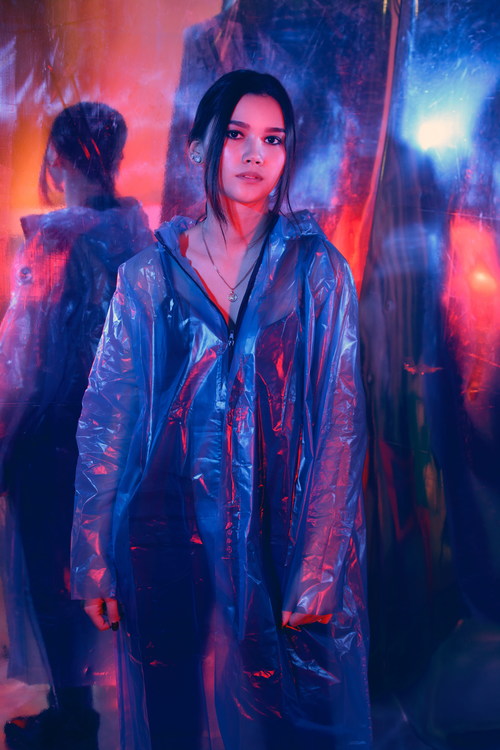 Stock Photo Woman wearing a raincoat