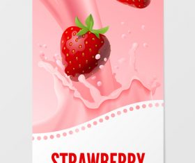 Strawberry milk vertical banner vector