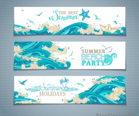 Summer beach party banners template vector 01