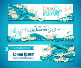 Summer beach party banners template vector 02