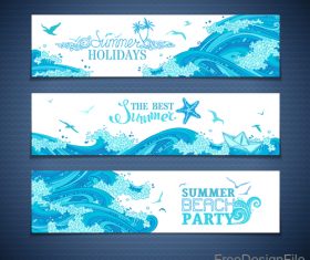 Summer beach party banners template vector 03