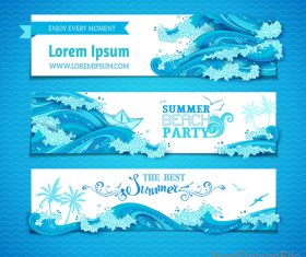 Summer beach party banners template vector 04