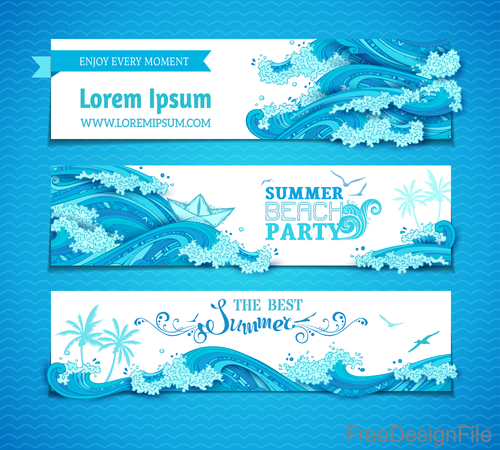 Summer beach party banners template vector 04